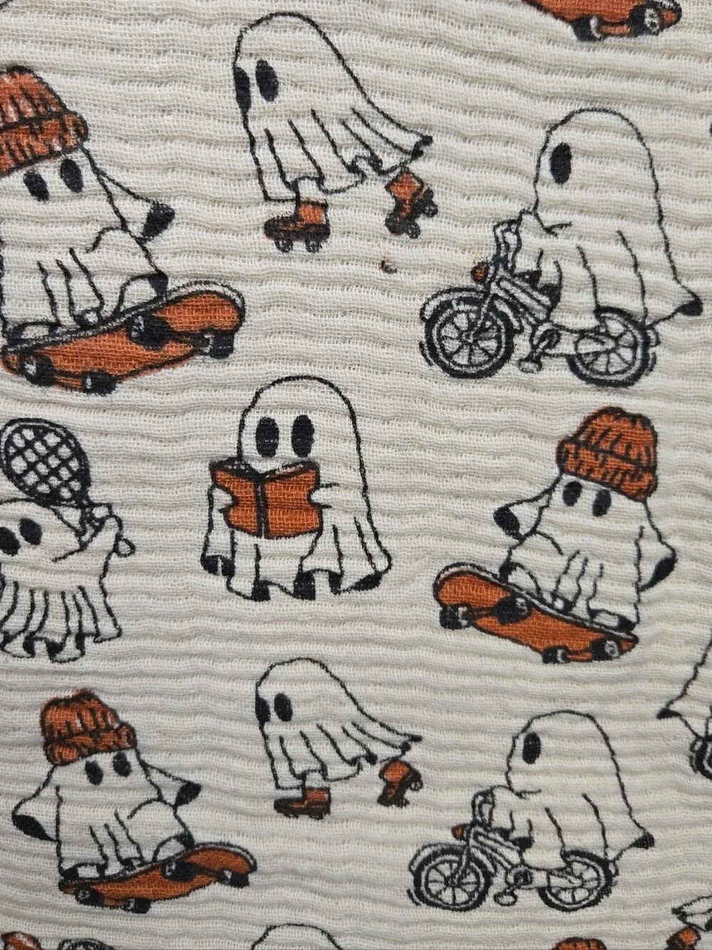 Well Dressed Home Ghost Reading Books Riding Bicycle Halloween Throw Blanket